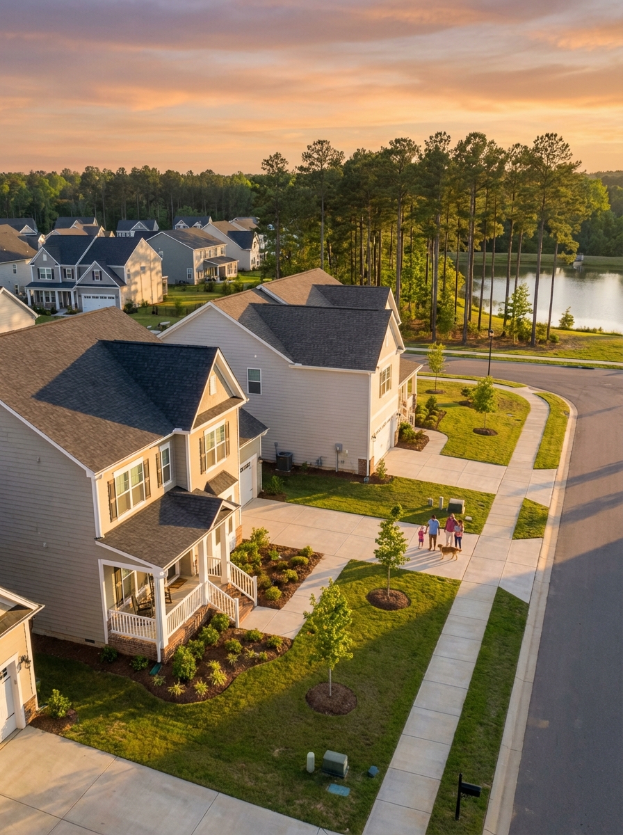 Holly Springs NC neighborhood with established homes in communities like 12 Oaks and Sunset Ridge