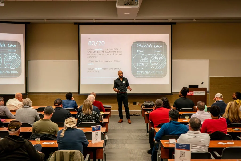 Ryan Smith speaking at a real estate event